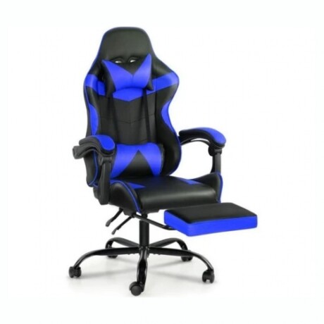 Silla Gamer Rom LUMAX Ergonómico Con Apoya Pies - Black Blue Silla Gamer Rom LUMAX Ergonómico Con Apoya Pies - Black Blue