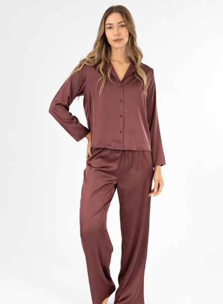 Pijama tres saten Bordeaux