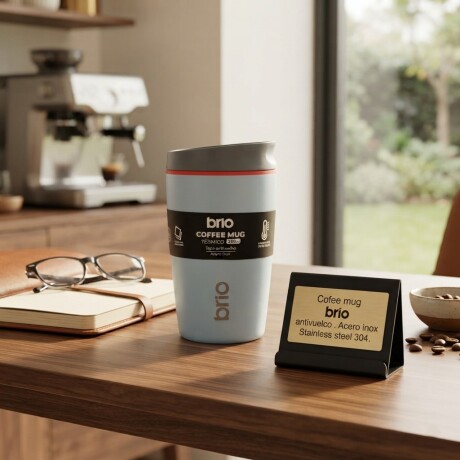 Vaso Térmico brio Café Jarra Mug 350ml Acero Inoxidable Celeste