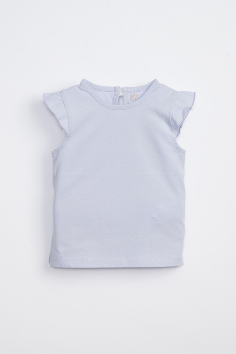 Camiseta sin manga volados - Celeste 