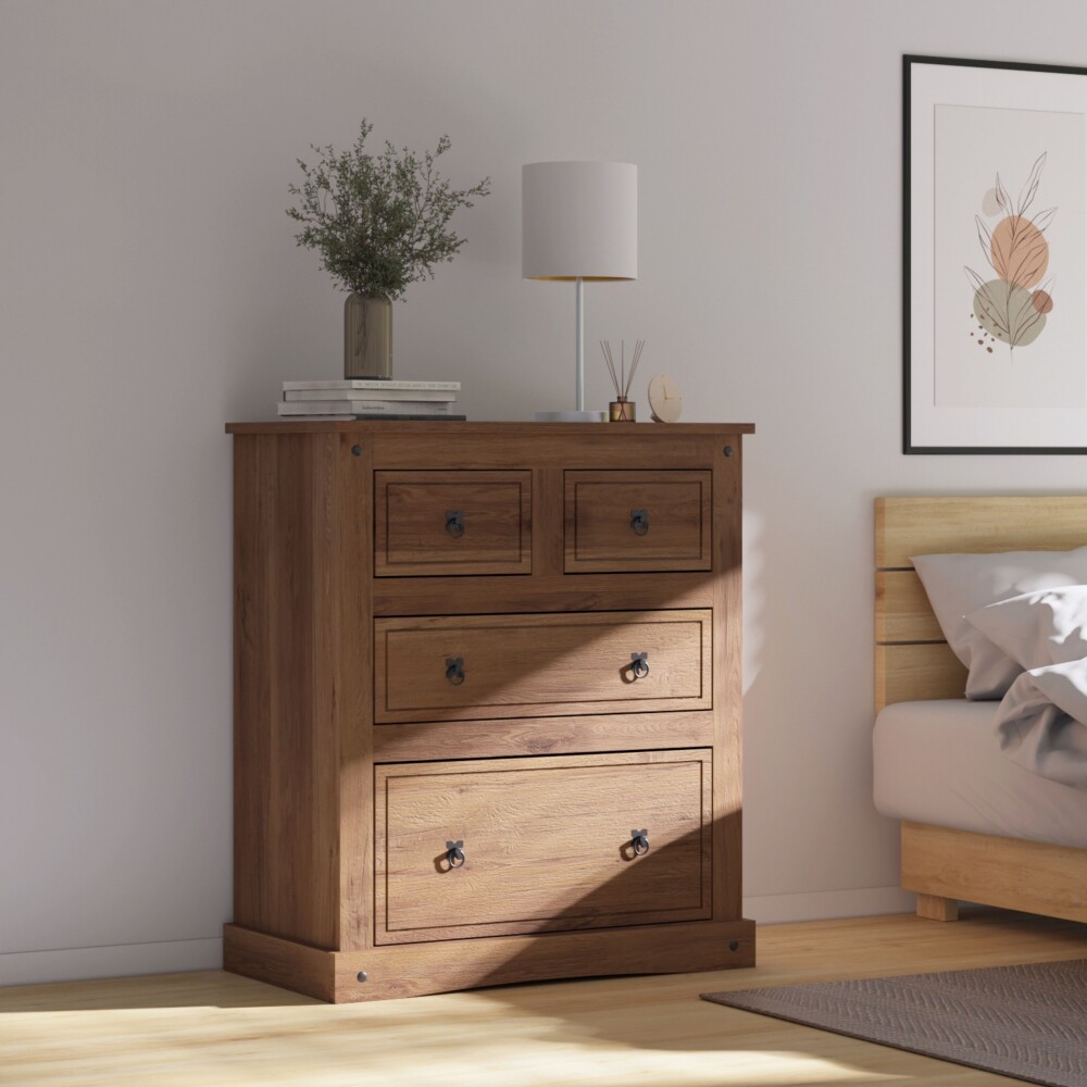 Comoda 4 cajones - Linea mexicana Oscura