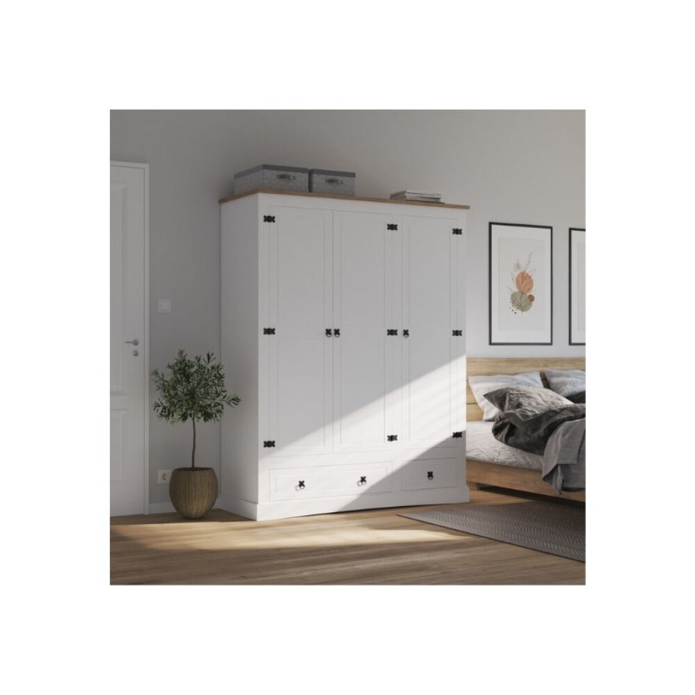 Ropero 3 Puertas Madera Maciza Linea Mexicana Blanco