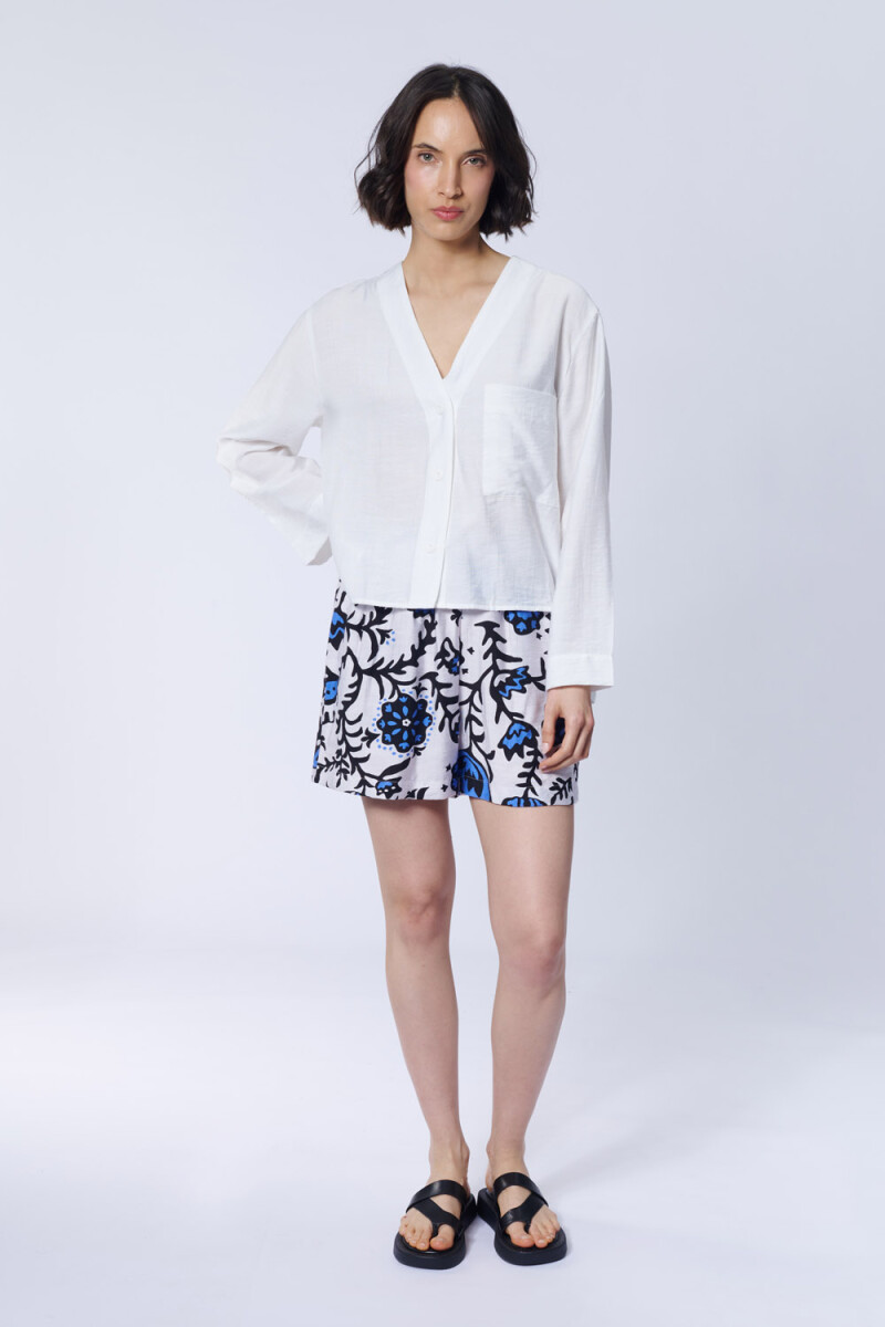 Short estampa - Flores Azul 