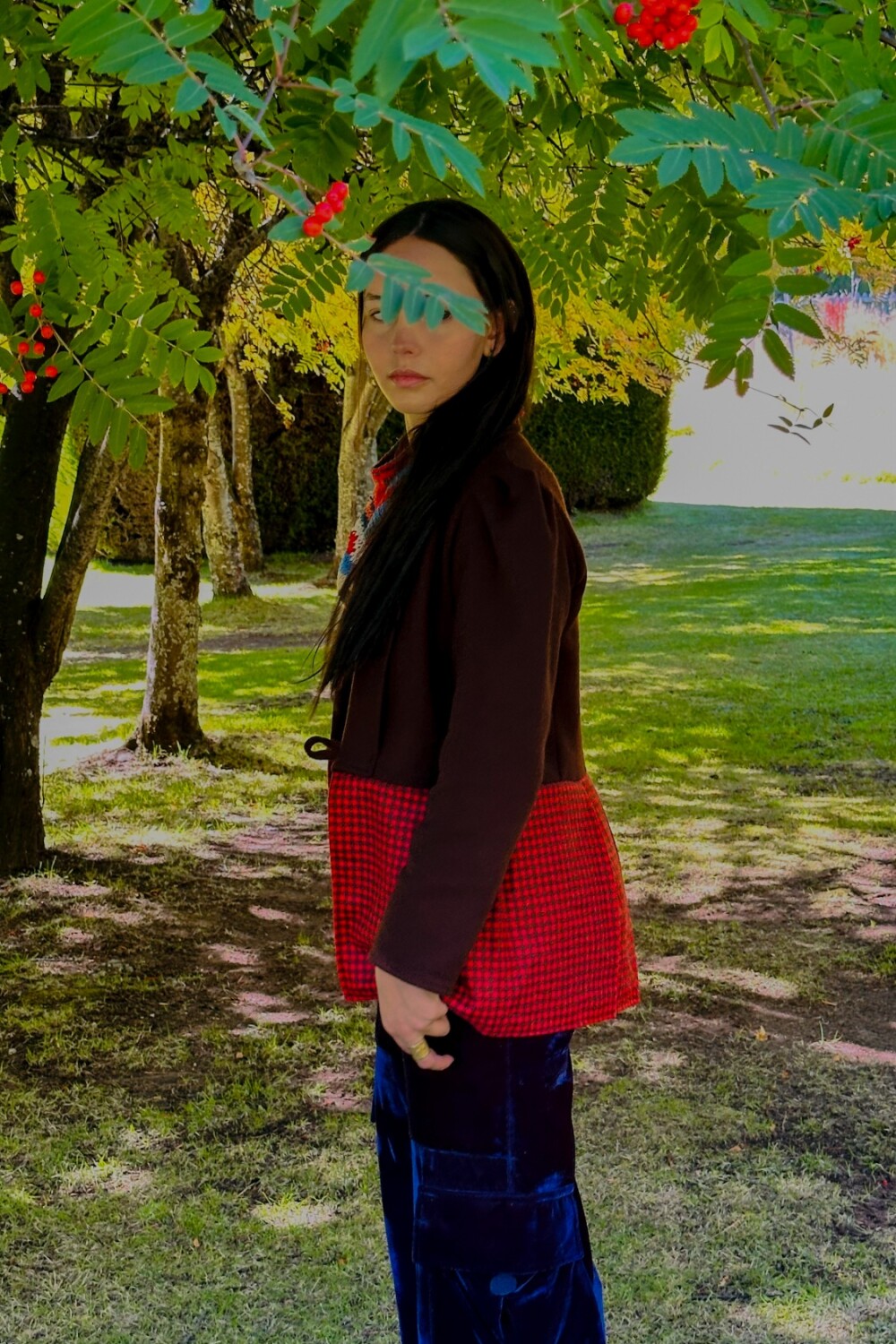 Blazer Office Lana Chocolate / Tweed Rojo