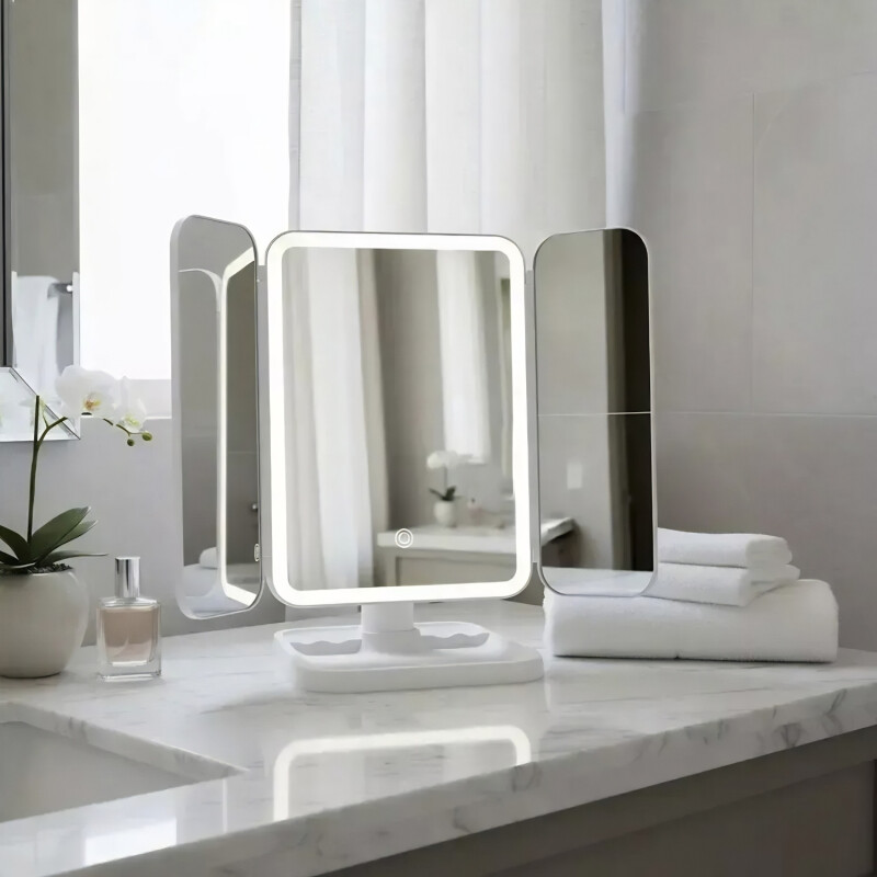 Espejo de Maquillaje Multiple y plegable táctil con Luz Led Espejo de Maquillaje Multiple y plegable táctil con Luz Led