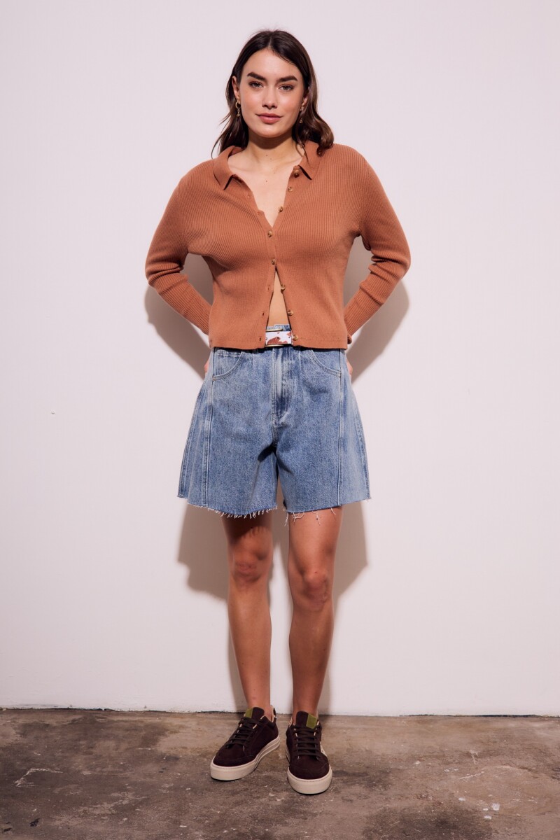 Cardigan Cuello Polo Mocha