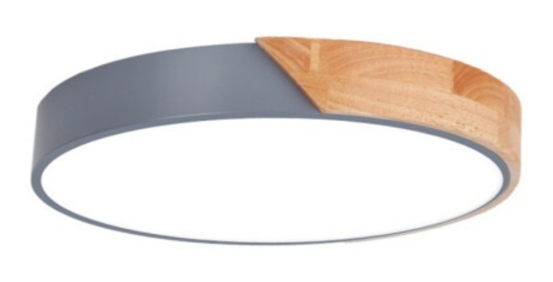 Luminaria Plafon Led Diám 40cm Metal Y Madera Varios Colores - Gris 