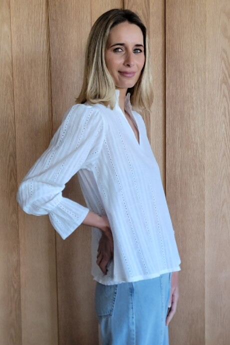 Blusa Copenhague Broderie calado blanco