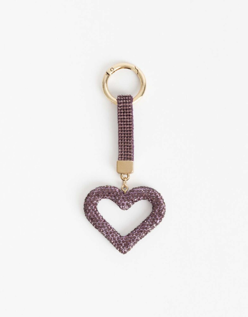 Llavero Y Bag Charm Corazón Strass - Violeta Lila 