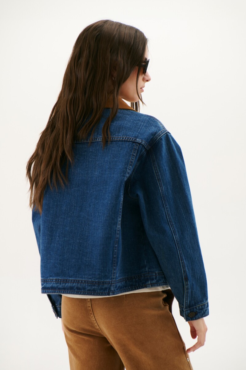 CHAQUETA JEAN CUELLO CAMEL