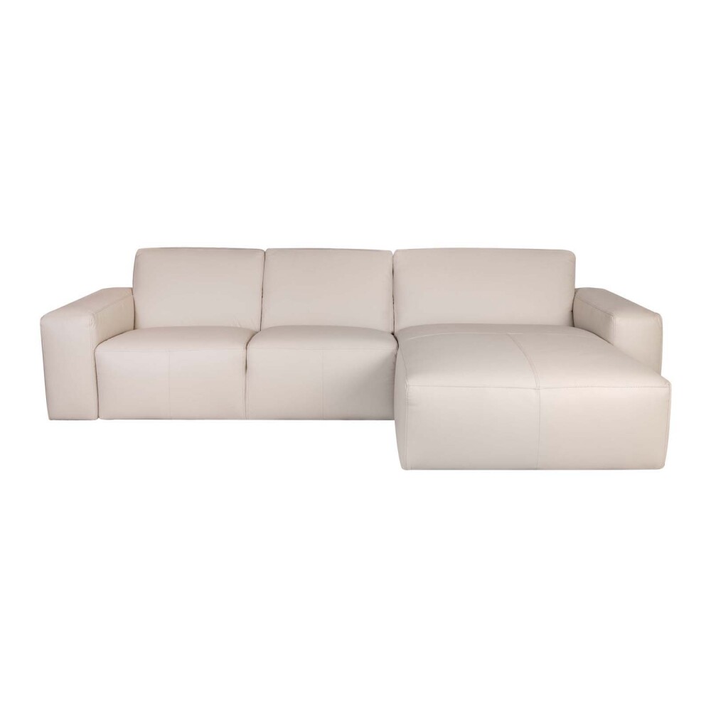 SOFA CON CHAISE MÁS DE 4 CUERPOS CUERO-Y-MADERA NATURAL-BEIGE LOFT ARENA