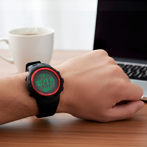 Reloj Deportivo Digital Resistente Al Agua Color Rojo