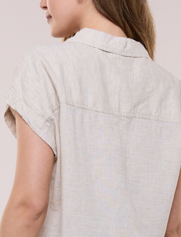 Camisa De Lino Con Bolisillo BEIGE