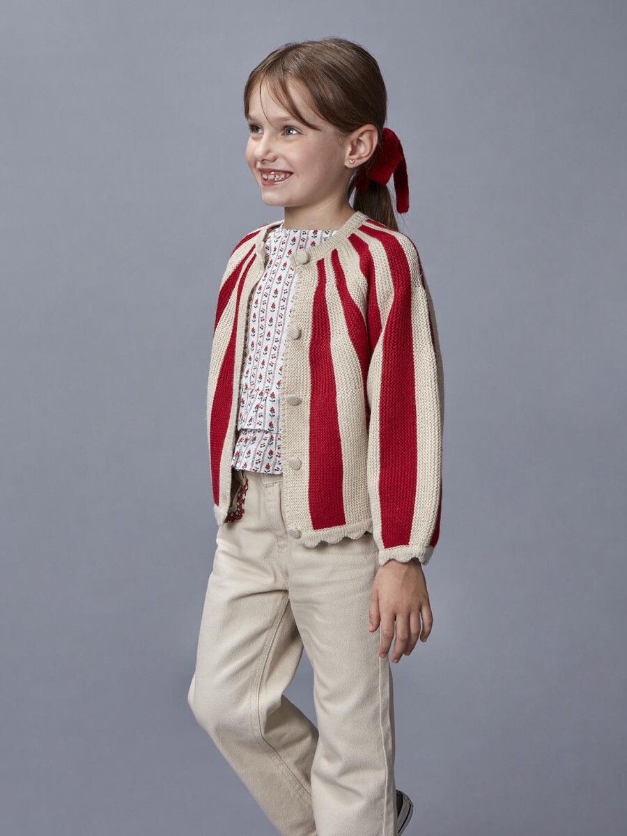 Chaqueta De Rayas Rojo