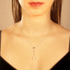 Colgante y cadena MOON Gota de cielo en plata 925 con zafiro y perla Colgante y cadena MOON Gota de cielo en plata 925 con zafiro y perla