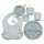 Set X10p Plato Comer Bebe Silicona+ Cubierto Vaso Gris