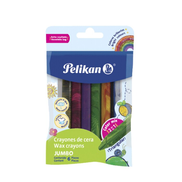 PELIKAN PELICRAYONES JUMBO C/GLITTER X 6 única