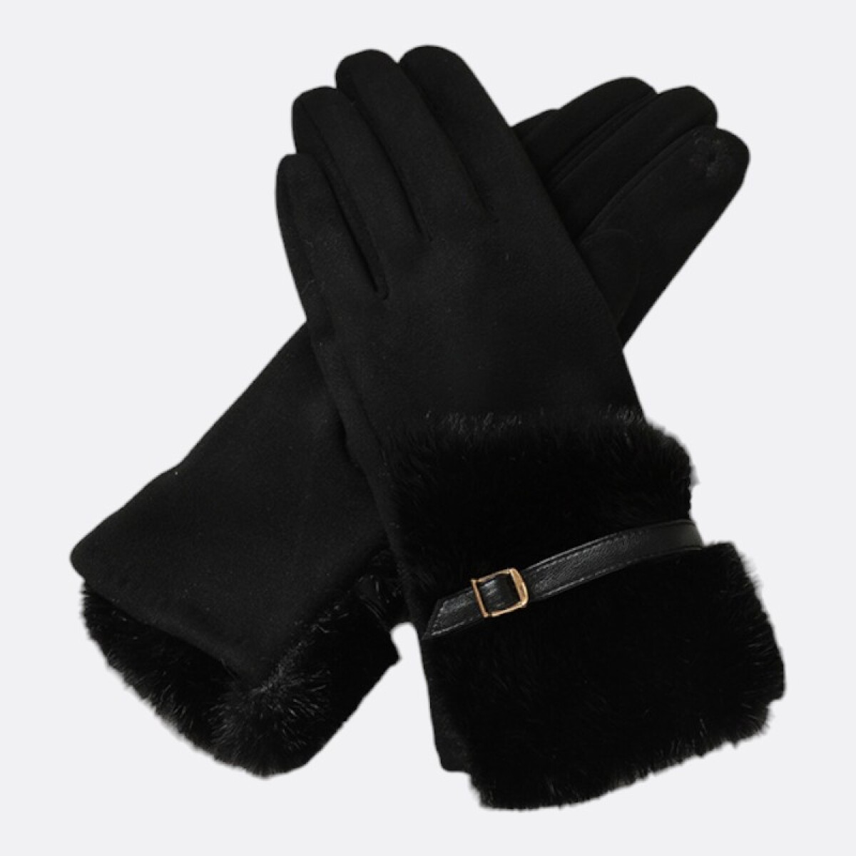 Guantes Selene De Abrigo Detalle De Piel y Pulsera - Negro 