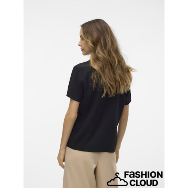 VMMYMILO SS V-NECK TOP WVN GA BLACK