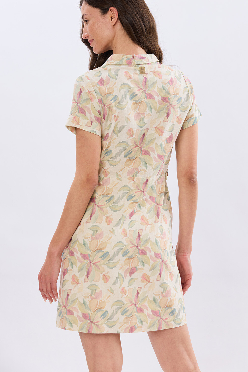 VESTIDO DE LINO ESTAMPADO Coral