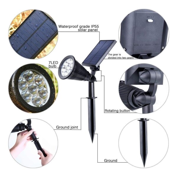 Lampara Foco Solar Jardín Exterior Luz Led Colores Rgb Lampara Foco Solar Jardín Exterior Luz Led Colores Rgb
