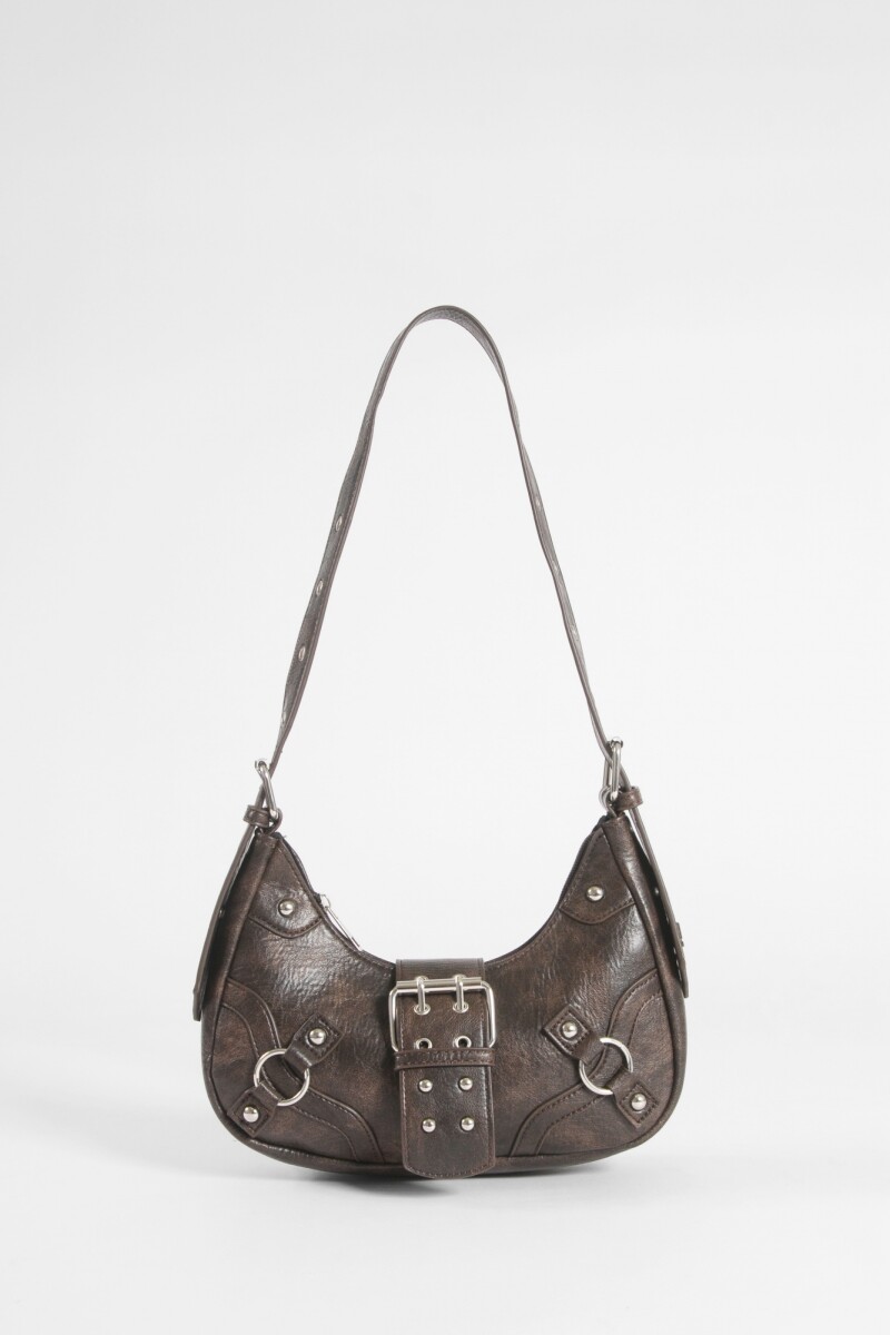 Cartera de hombro con hebilla marrón