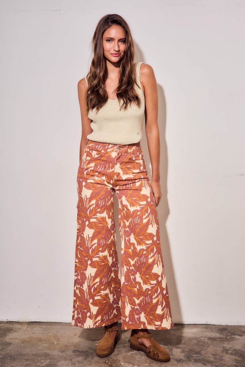 Jean Wide Leg Estampado Multi
