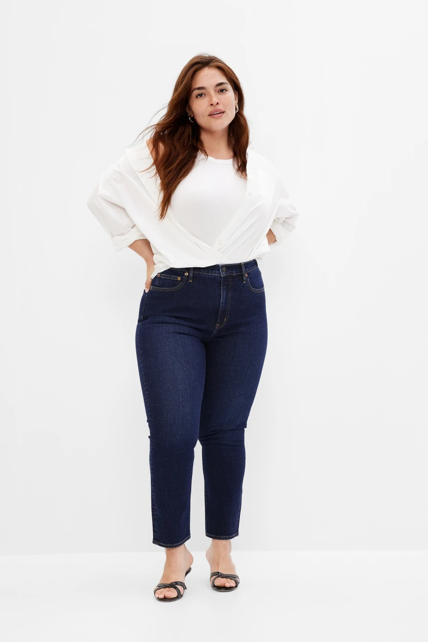 Jean Vintage Slim Tiro Alto Mujer Rinsed