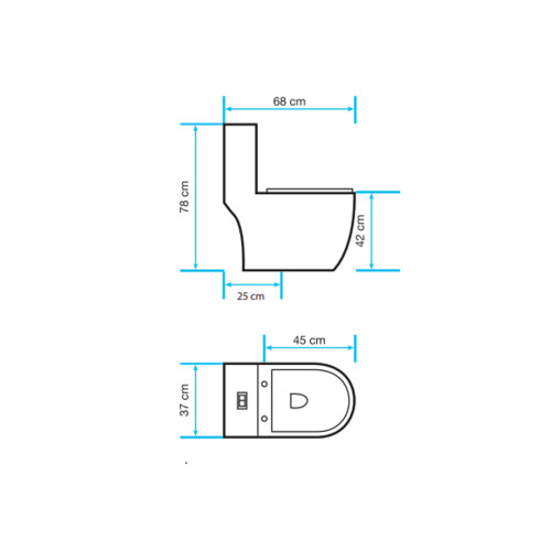 Inodoro Con Mochila Y Tapa Cierre Suave, Una Pieza,Aqualia Linea Bridal Descarga 25 Cm. 000