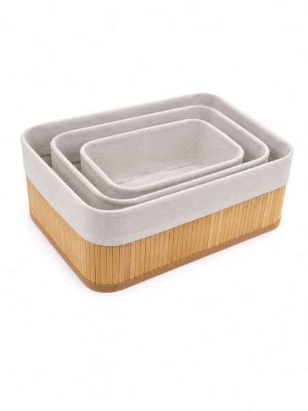 SET X 3 CESTOS COMBINADOS CON TELA BEIGE