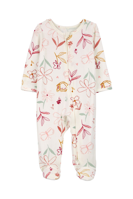 Pijama uno pieza de viscosa Ecovero, con pie, diseño floral, línea Purelysoft. Talles PRE-9M Pijama uno pieza de viscosa Ecovero, con pie, diseño floral, línea Purelysoft. Talles PRE-9M