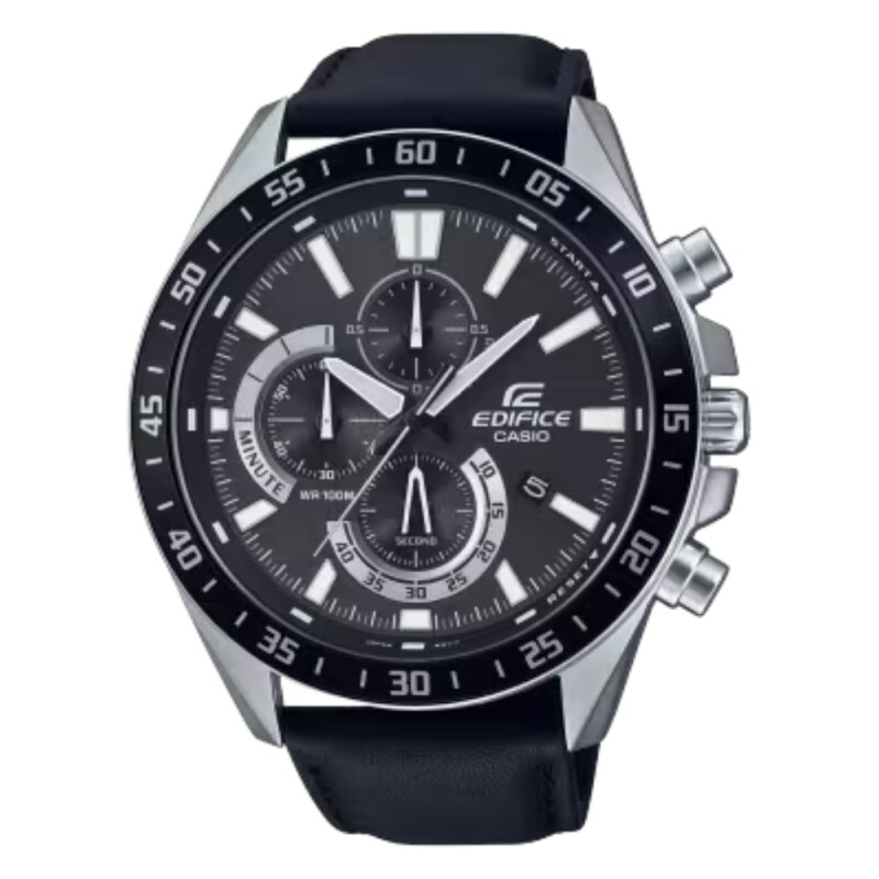 Reloj Casio Edifice EFV-620L-1AVUDF para hombre en acero con correa de cuero negro Reloj Casio Edifice Efv-620l-1avudf Para Hombre En Acero Con Correa De Cuero Negro