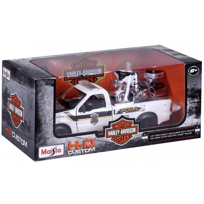 Ford F-350 1999 Pick Up + Harley Police Dep. - B Maisto 1/24 Ford F-350 1999 Pick Up + Harley Police Dep. - B Maisto 1/24