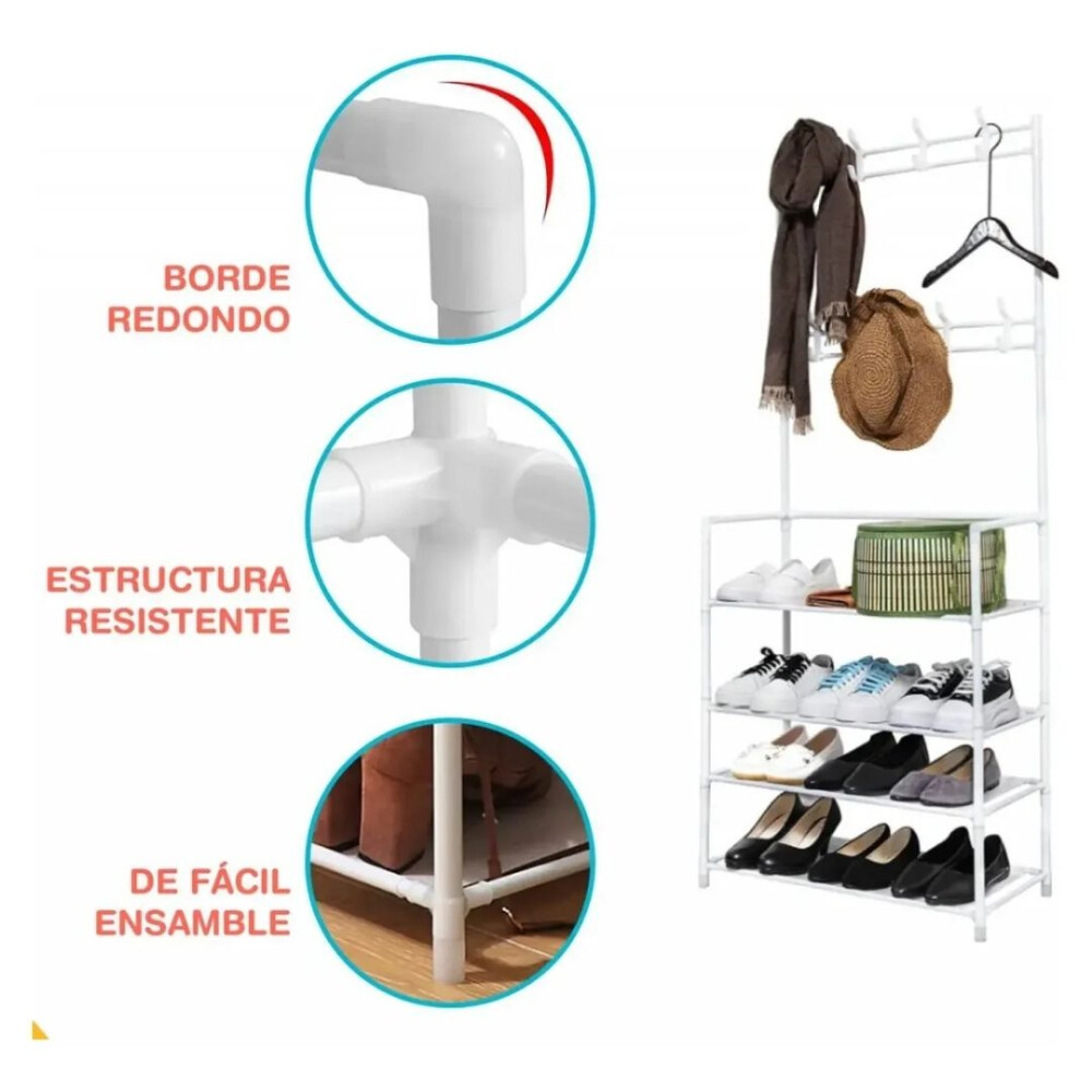 Multifuncional Zapatero + Perchero Negro