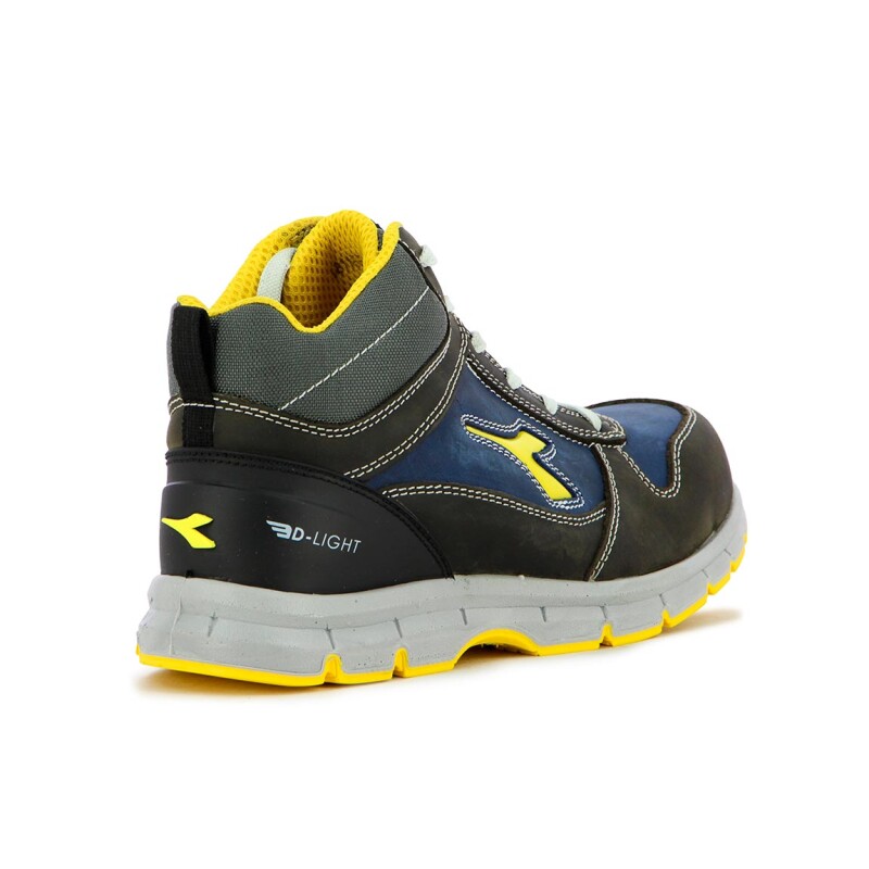 Diadora Safety Shoes Upper Pu Outsolerun Mid S3s Gris Oscuro-azul