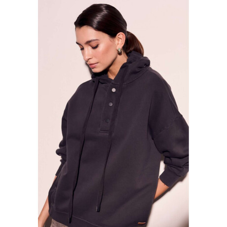 Sweater Capucha Lavado Negro Lavado