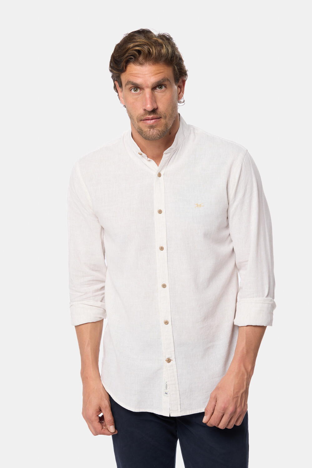CAMISA DE LINO CUELLO MAO Beige