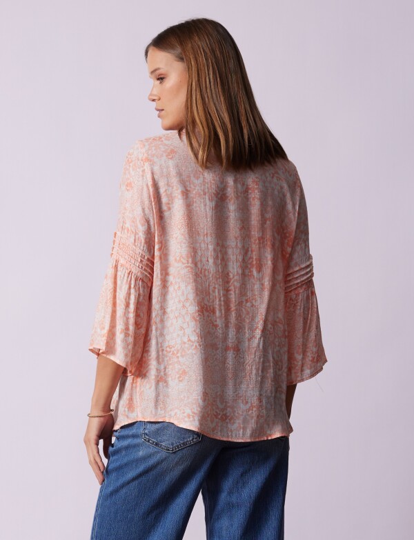 Blusa Gasa Flores CORAL