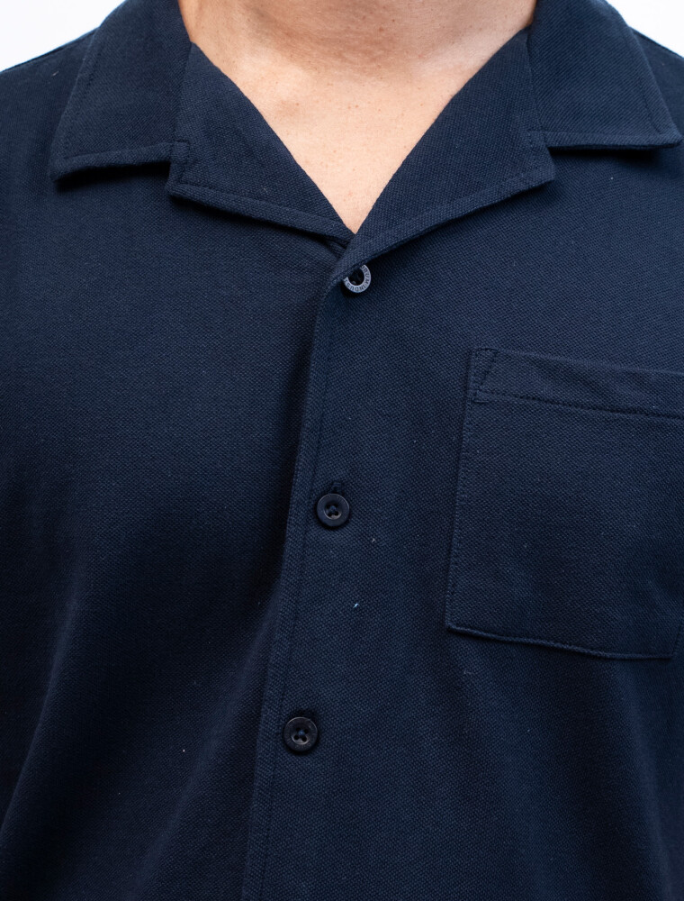 Camisa Algodón Pique Santorini Marino