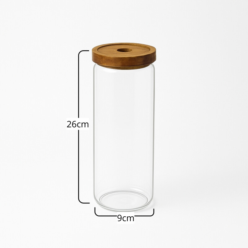 Frasco de vidrio cilíndrico con tapa rosca 1250ml TRANSPARENTE