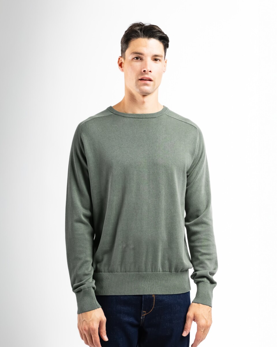 Buzo Cuello Base Algodón Lavado Santa Monica - Verde 