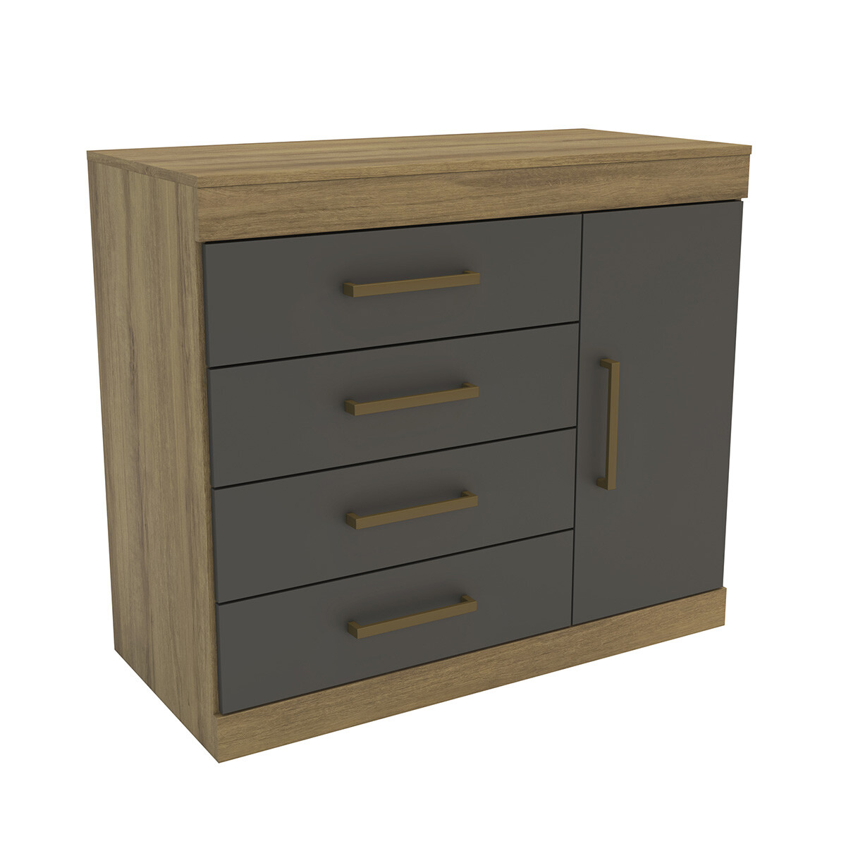 Comoda Modelo Romenia Lamina Color Mel/grafite Intenso 