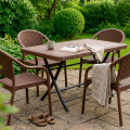 Mesa Comedor Plegable Exterior 1.20m + 4 Sillas Jardin Marrón