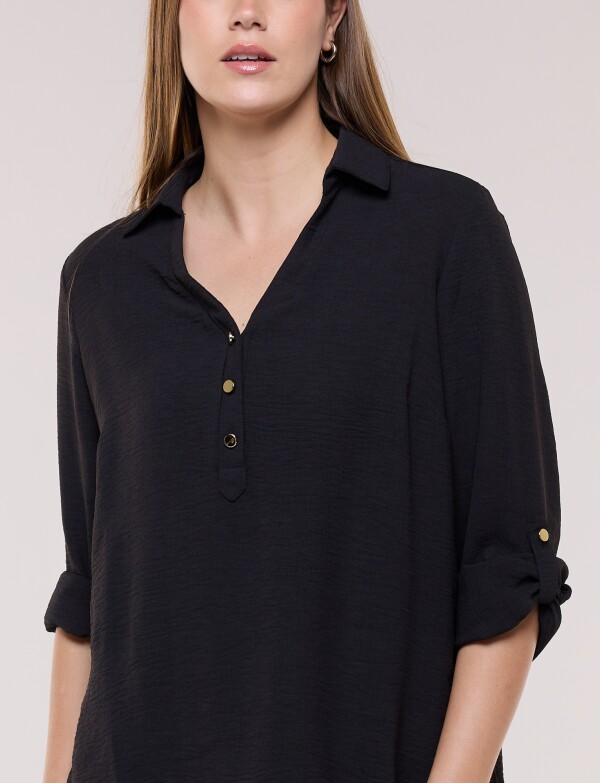 Blusa Holgada Triple Botón NEGRO