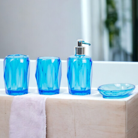 Set De Accesorios Para Baño X4 Piezas Azul