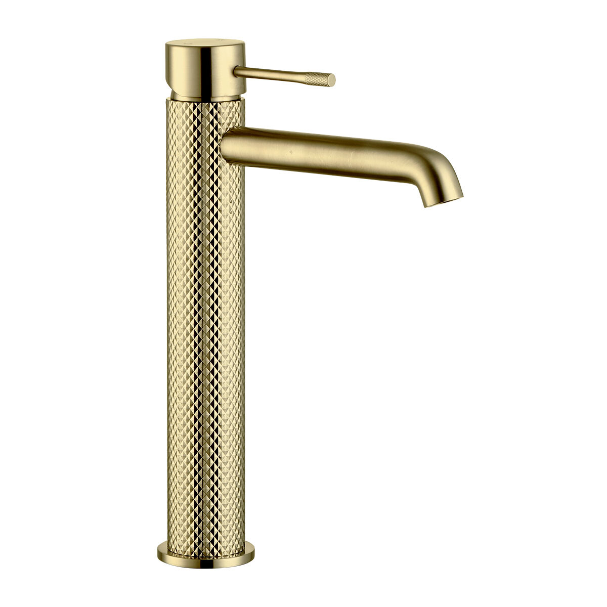 Griferia Lavatorio Alto Cuerpo Labrado En Oro Cepillado - Serie Signature 