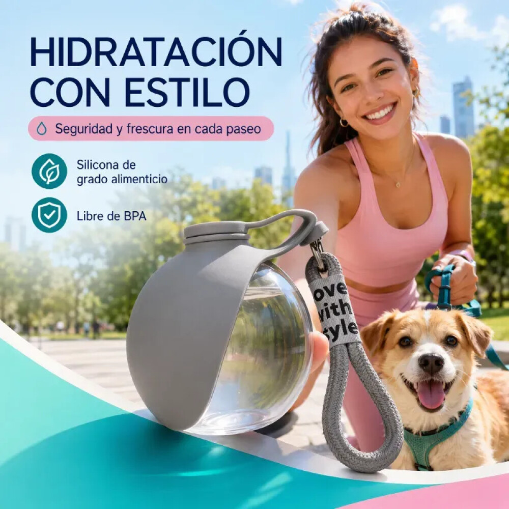 Bebedero Portatil Silicona Para Perros Y Gatos CELESTE