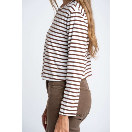 Remera Algodonn Elastano Rayada Chocolate