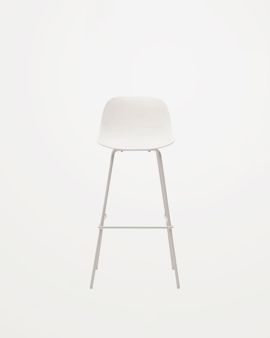 Taburete Altea negro y patas de acero con acabado beige 75 cm