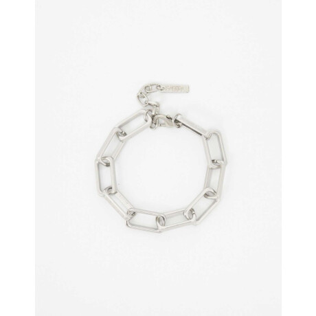 Pulsera Flexible Maxi Eslabones Plateado Rodio